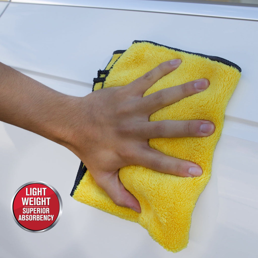 Auto Drive Coral Fleece Multi-Purpose Microfiber Towel, Cleaning, Detailing, 8 Count, Blue & Yellow
