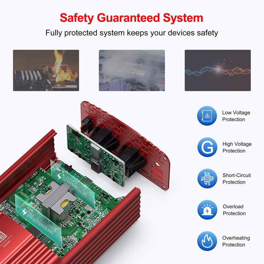Yyton 500W Car Power Inverter, Modified Sine Wave Inverter DC 12V to AC 110V Car Converter with LCD Display, 4x2.4A USB Ports Car Charger with 1 Cigarette Lighter Ports