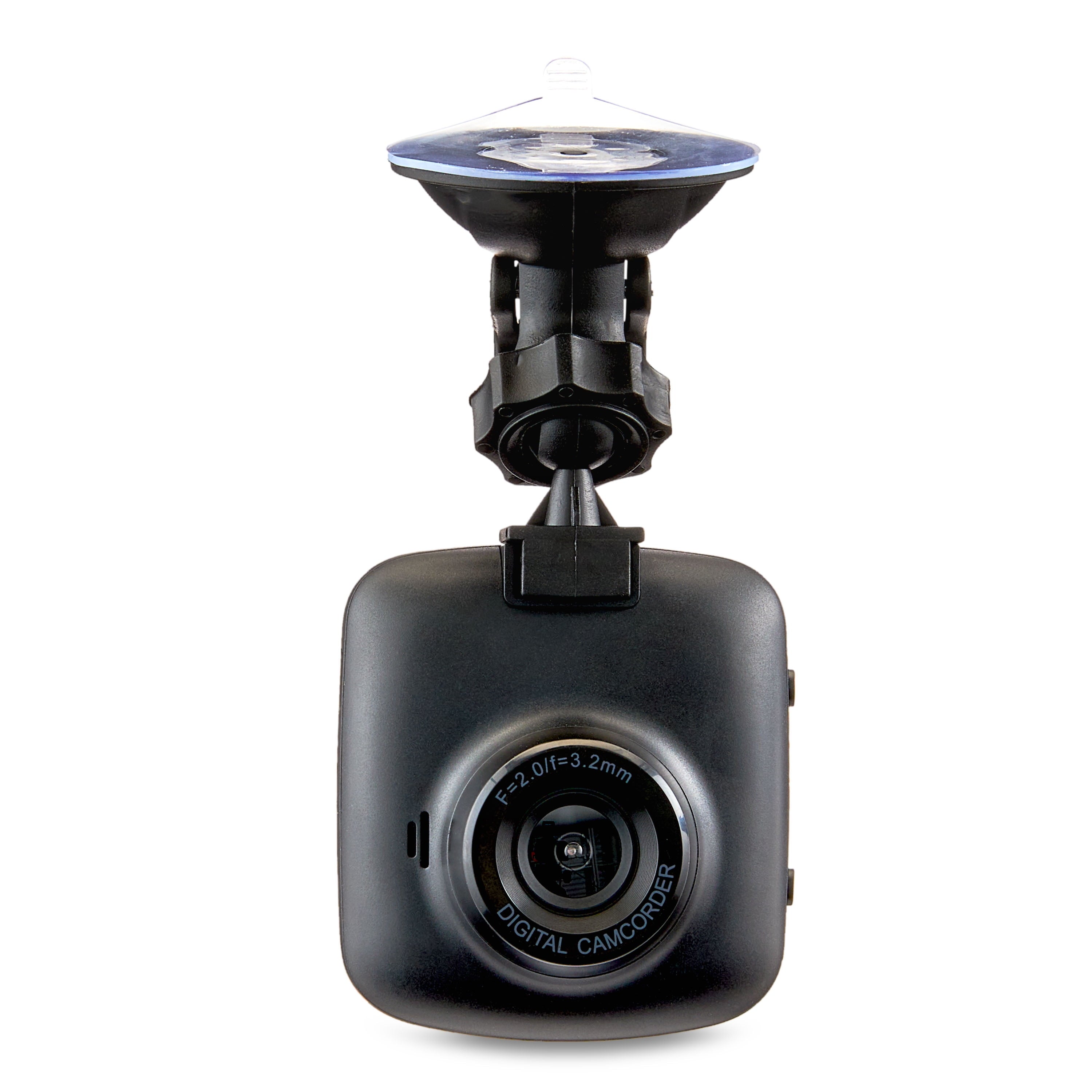 onn. 1080p HD Black Car Dash Cam, 2.4" LCD Screen, 110 Degree Vision Angle, Play Video Recordings, 0.5 lb.