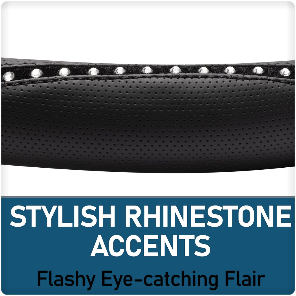 Custom Accessories Black Steering Wheel Cover with White Bling Accent