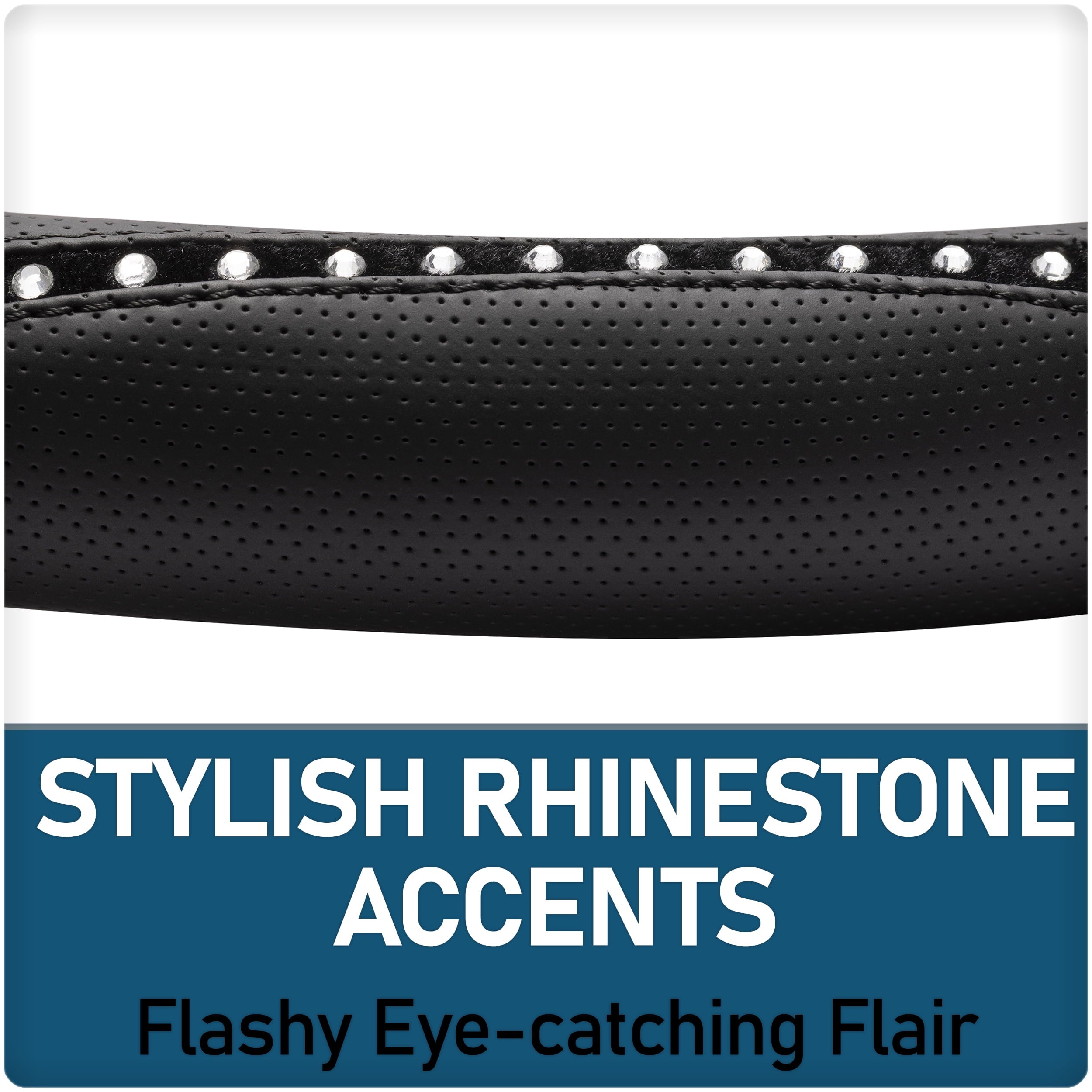 Custom Accessories Black Steering Wheel Cover with White Bling Accent
