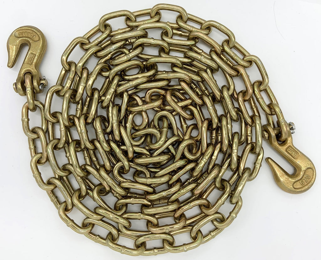 Peerless Chain Utility Yellow Zinc Plated Tow Chain & Hooks, 1/4" x 12', #4861210