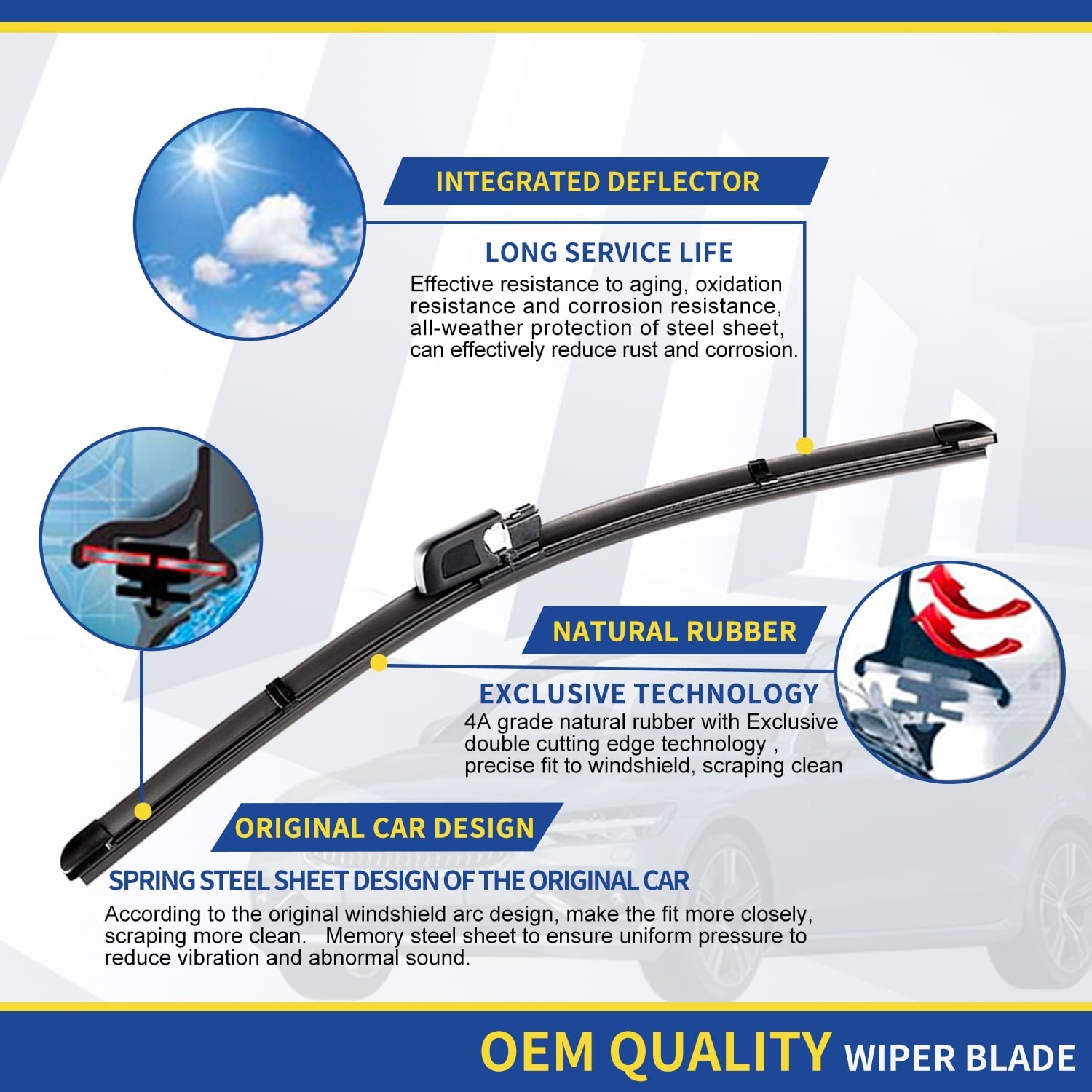 ANRDDO 2 Wipers Factory 22"+22" for Mercedes-Benz CLK350 2006 2007 2008 2009 Original Equipment Replacement Front Windshield Wiper Blade