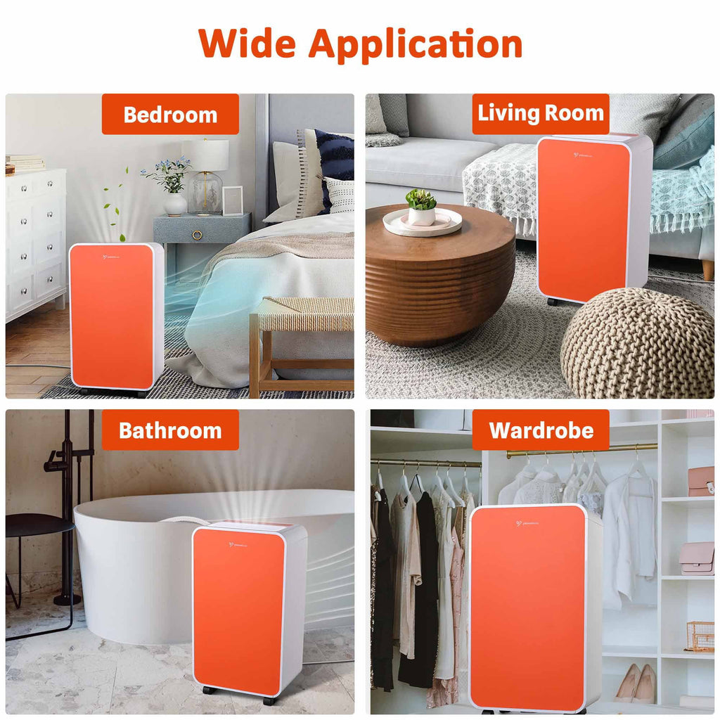 Yescom 24 Pint Portable Dehumidifier 2700 Sq. ft for Basement and Home with Drain Hose, Auto Shut-off