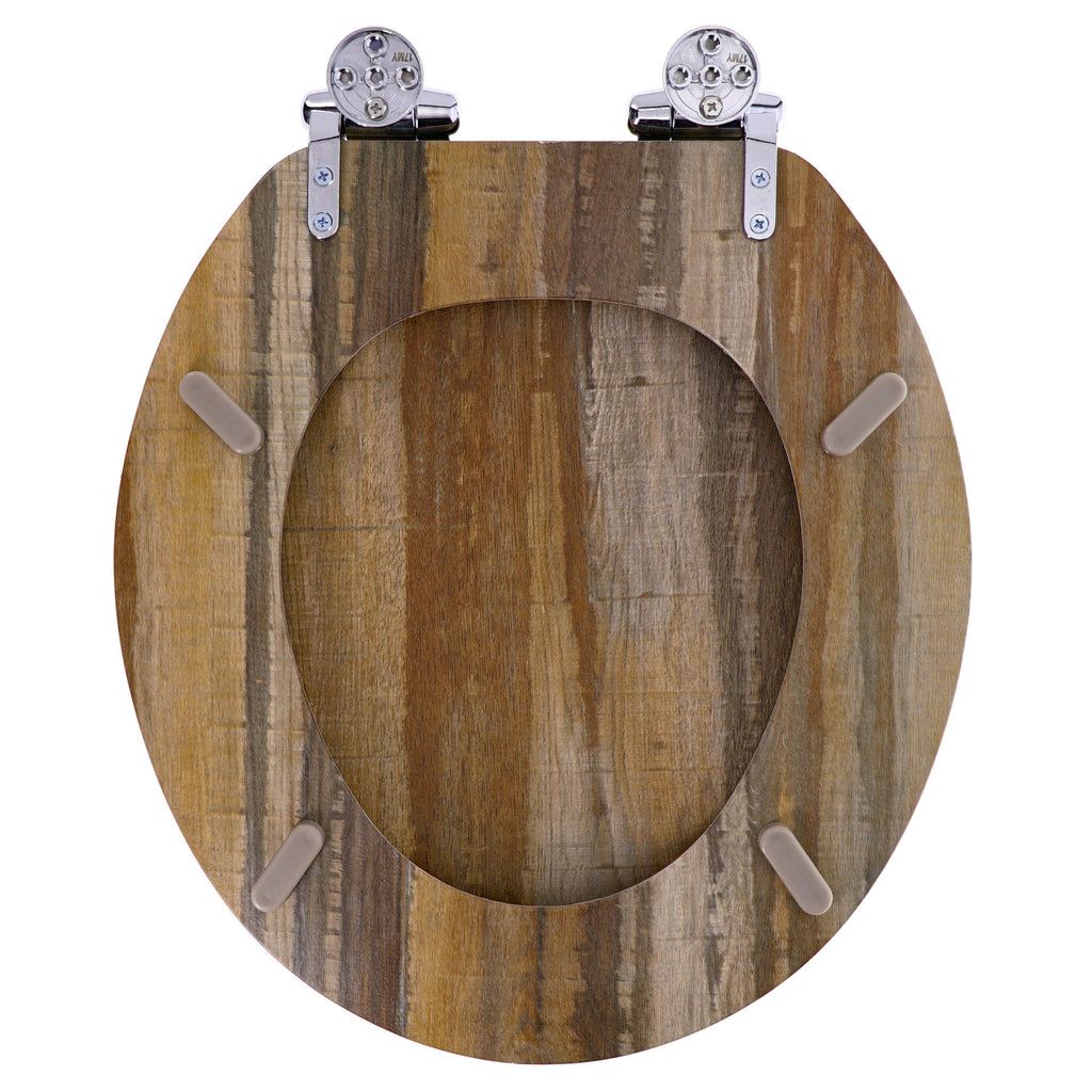 Home Solutions Round Distressed Wood Decorative Toilet Seat