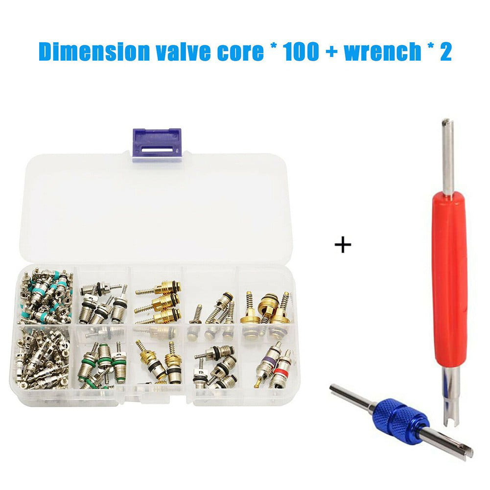 GLFILL 102X R134A Car A/C Air Conditioning Valve Cores Auto Air Con Tool Kit 1/4" 5/16"