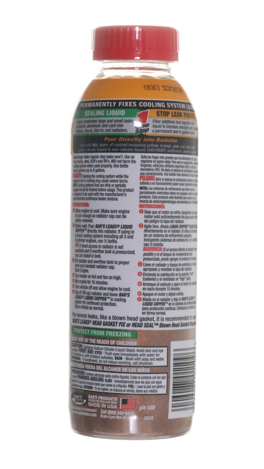 Bar's Leaks Block Seal Liquid Copper Intake & Radiator Stop Leak, 18 oz