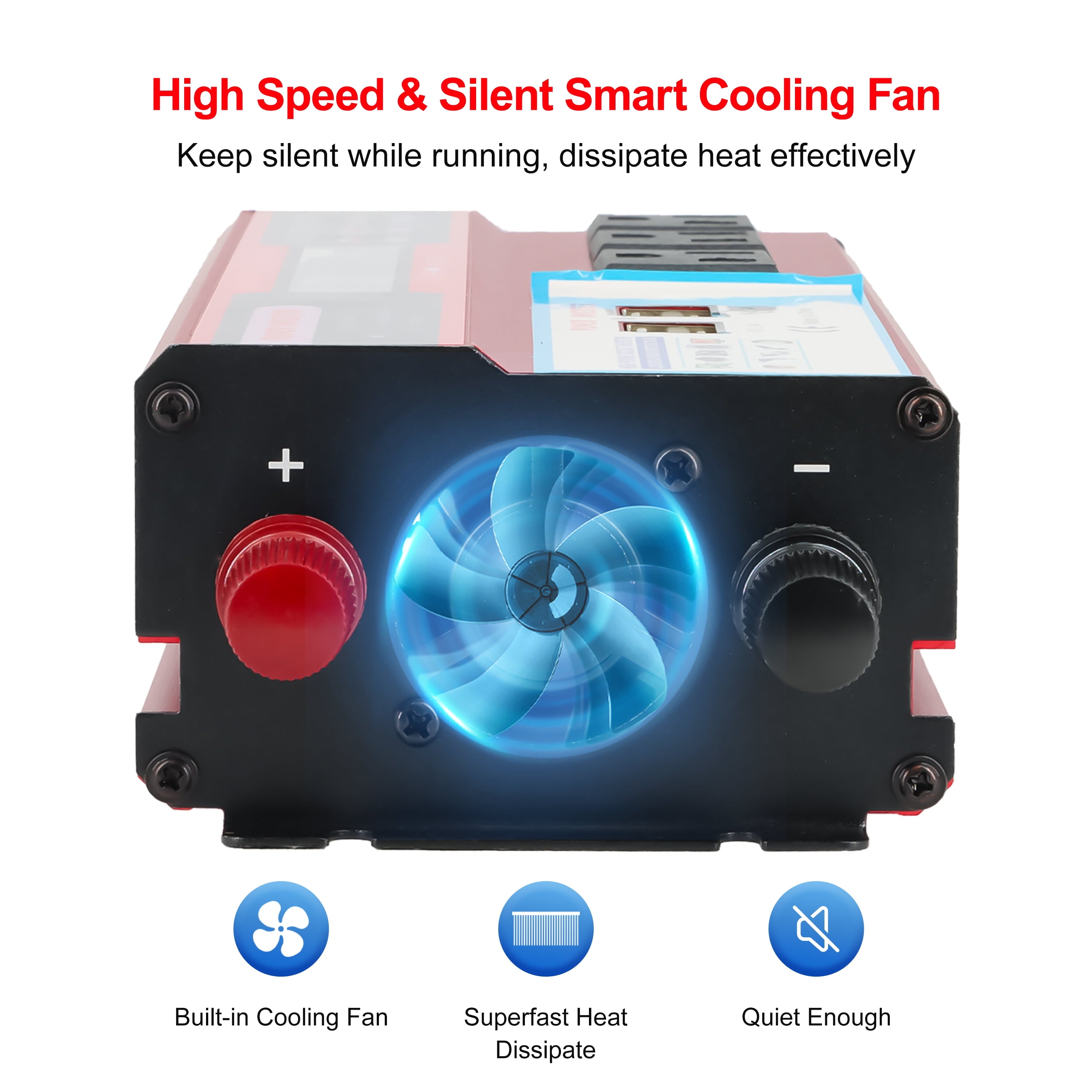 Yyton 2000W Car Power Inverter, Modified Sine Wave Inverter DC 12V to AC 110V 3 AC Converter with LCD Display, 4x2.4 A USB Ports Car Charger, 1 Cigarette Lighter Ports