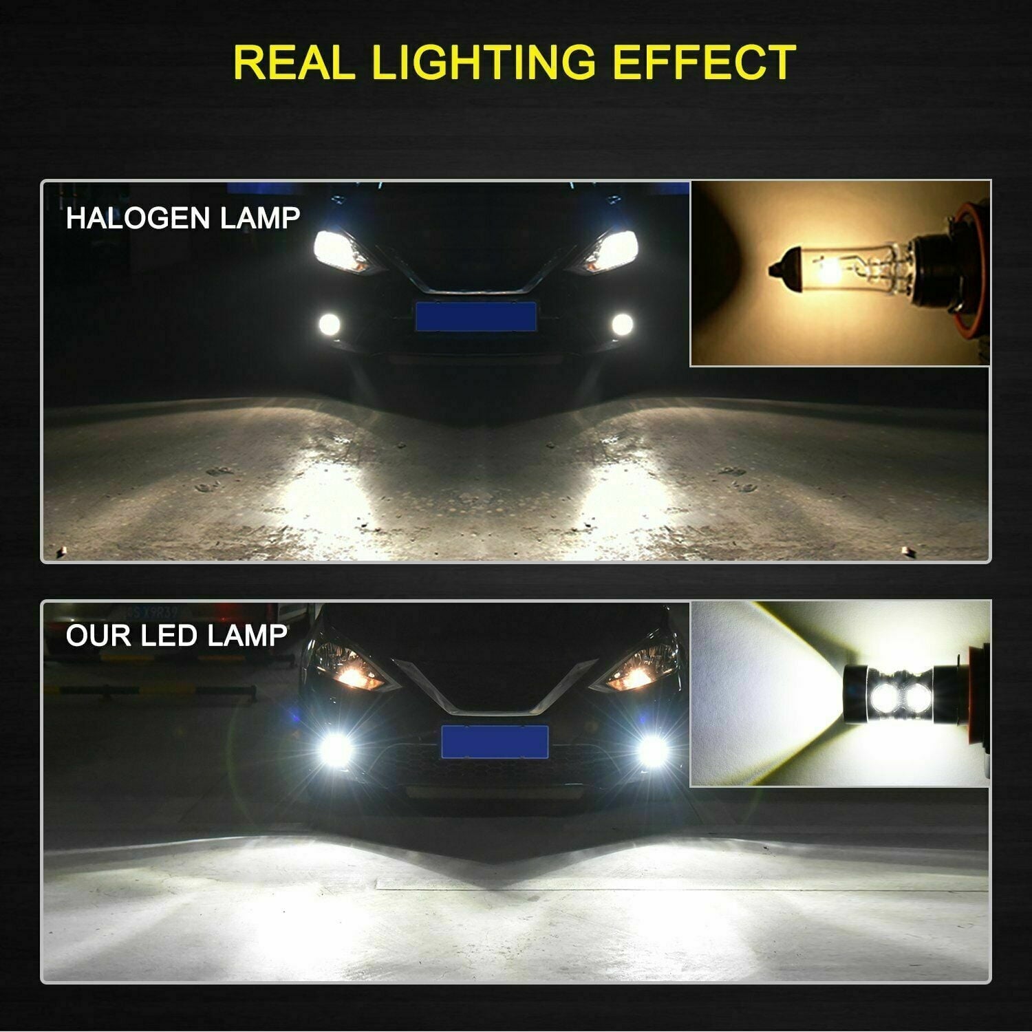 For Chevrolet Impala 2006-2013 - 6000K White LED H8/H9/H11 Fog Light Bulbs Kit 2x