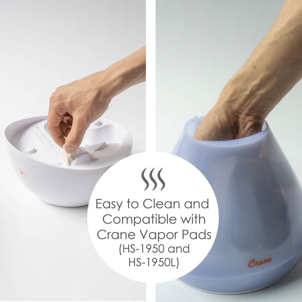 Crane Top Fill Drop 1 Gallon Ultrasonic Cool Mist Humidifier with Sound Machine and Optional Nightlight - White