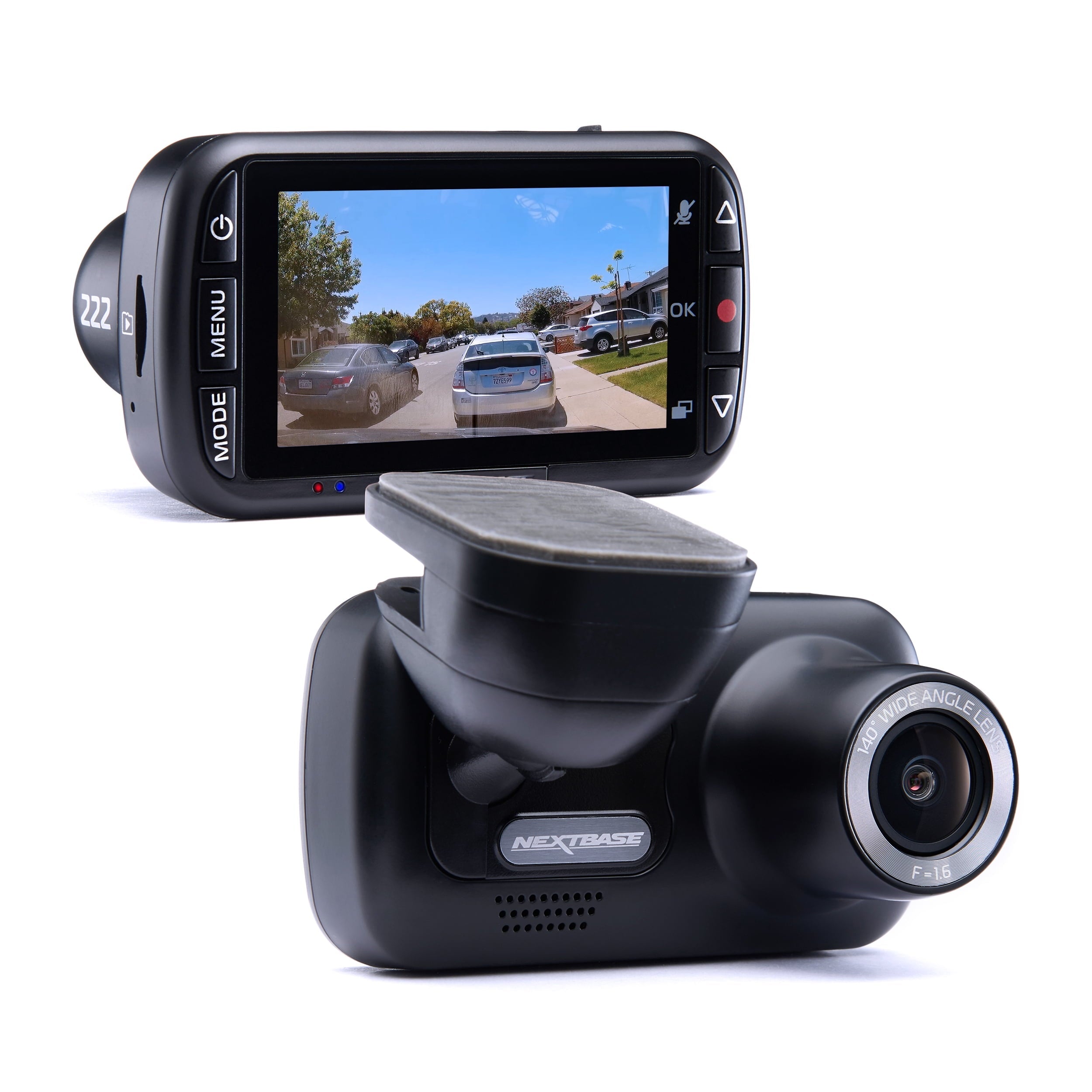 Nextbase 222 Compact Dash Cam in Black 2.5" HD IPS Screen, 1080p Full HD, Intelligent Parking Mode, G Force Sensor, 0.17lbs Assembled.