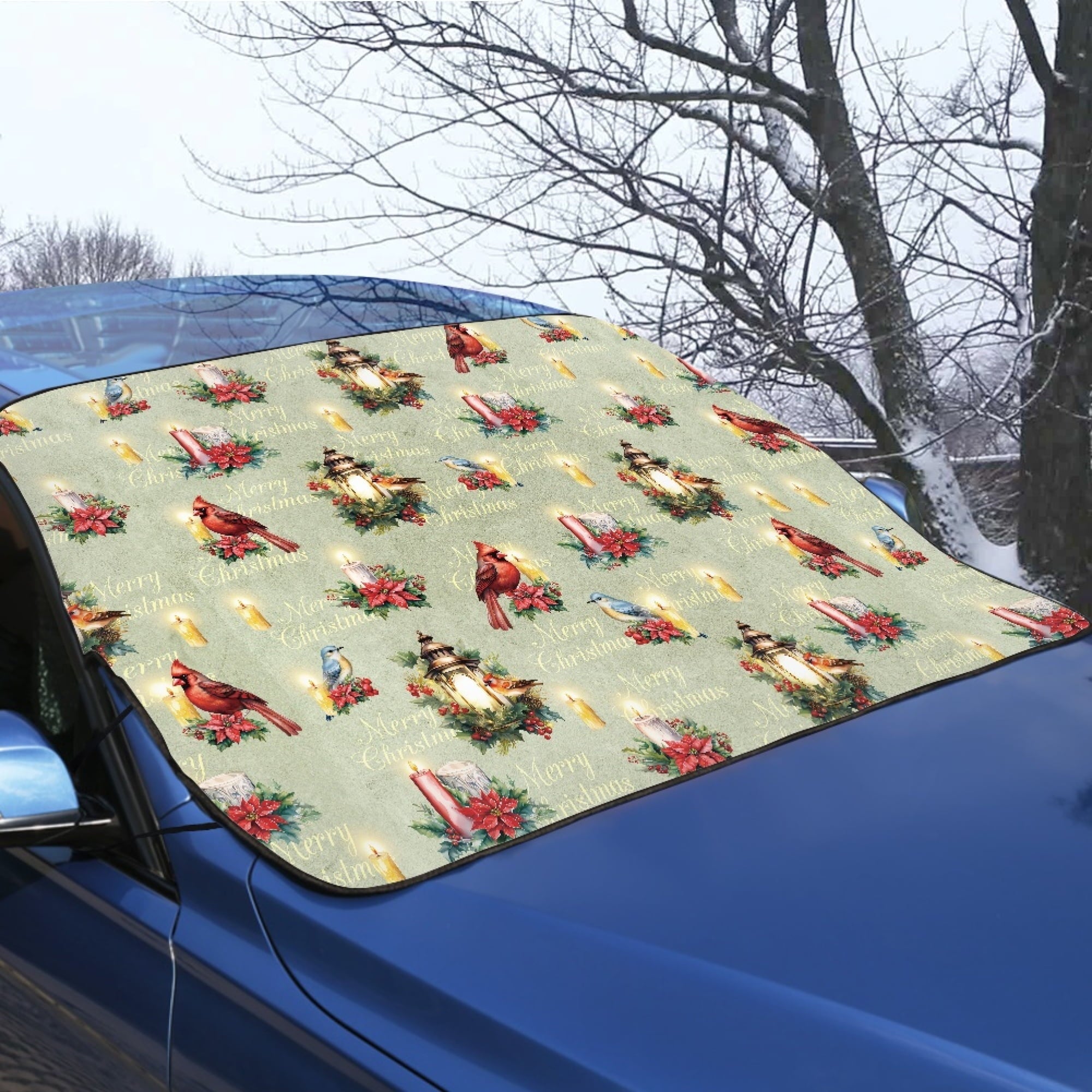 HOTYD Christmas Car Windshield Snow Covers Aluminum Film Material Waterproof Corrosion-Resistant Trucks SUVs Auto Vehicl 55.9x37.7 inches