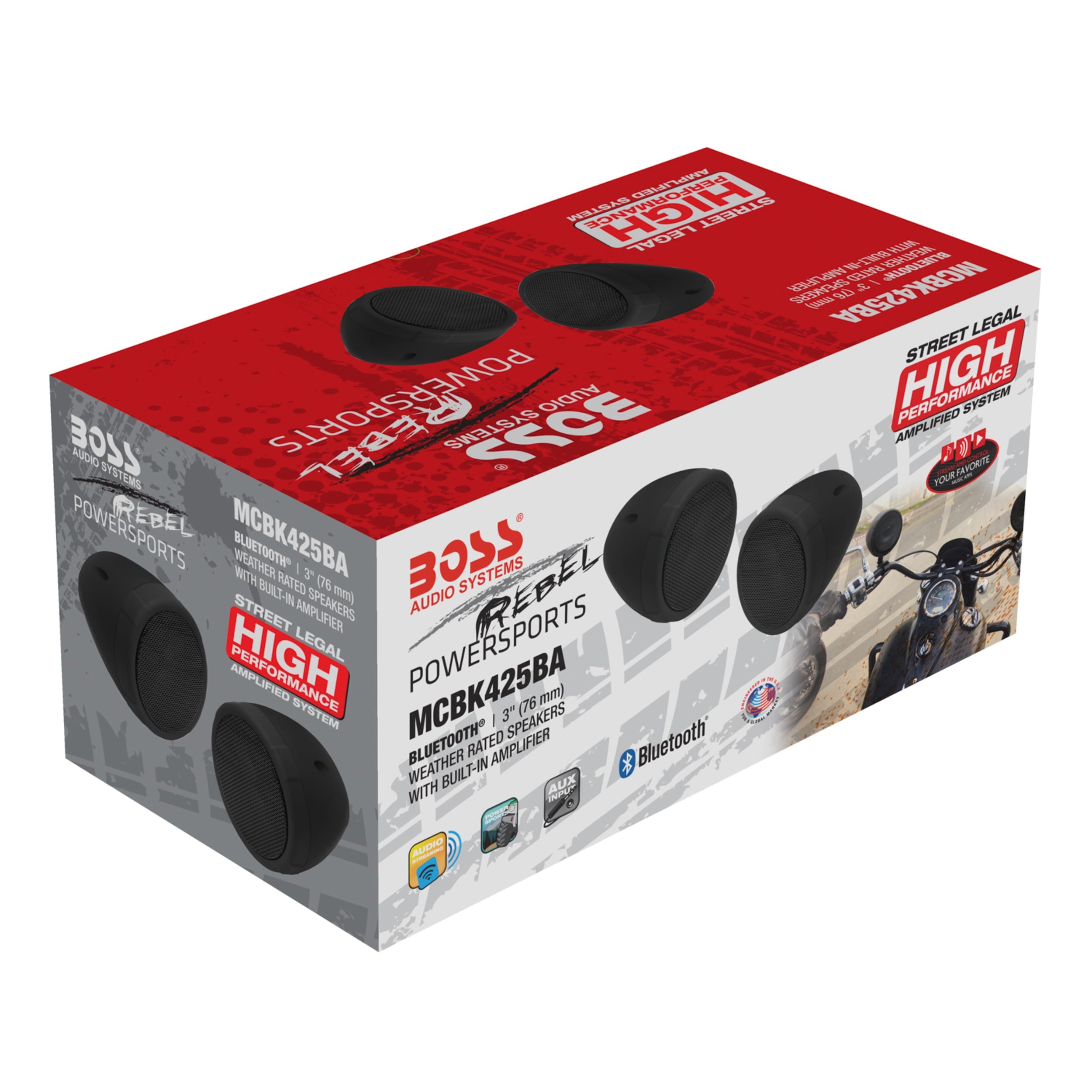 BOSS Audio 3" Waterproof Bluetooth Vehicle Handlebar Speaker Pair w/Built-In Amp