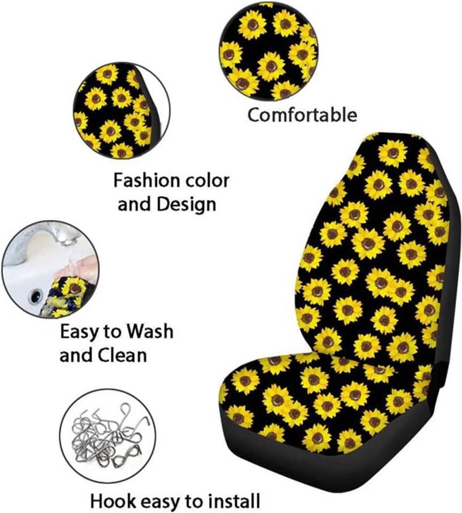 Suhoaziia Auto Accessiores Car Seat Covers Full Set of 2,Breathable Boho Mandala Flower High Back Front Seat Cover,Waterproof Saddle Blanket Seat Covers for Van Truck Vehicle