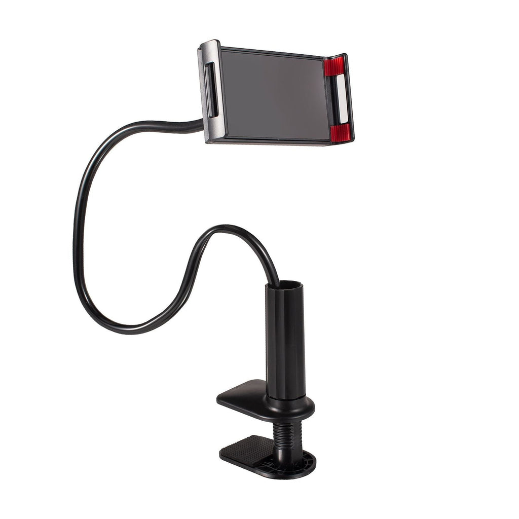 Gooseneck Phone Clip Mount Holder Clamp Stand for Bed Desk Adjustable Flexible Compatible with Android iPhone iPad, Width Up to 7.5", Black