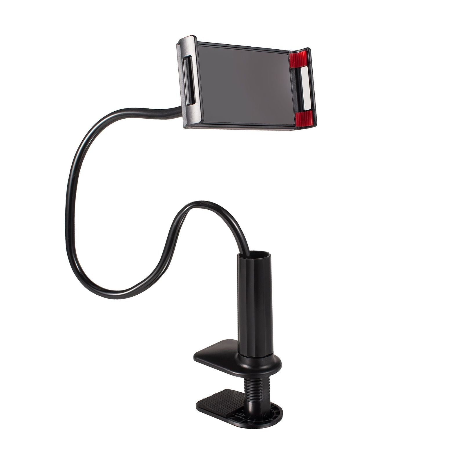Gooseneck Phone Clip Mount Holder Clamp Stand for Bed Desk Adjustable Flexible Compatible with Android iPhone iPad, Width Up to 7.5", Black