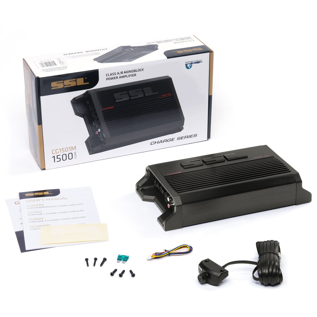 Restored Premium Sound Storm Laboratories CG1501M Charge Series Car Audio Amplifier 1500 High Output, 2/8 Ohm, High/Low Level Inputs, Low Pass Crossover, Hook Up To Stereo and Subwoofer (Refurbished)