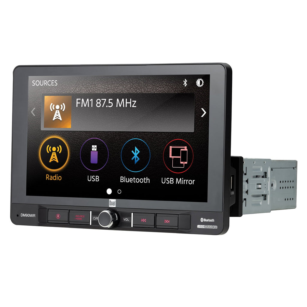 Dual DM90MIR DM90MIR 9-In. Single-DIN Digital Media Receiver with Bluetooth and USB Screen Mirroring