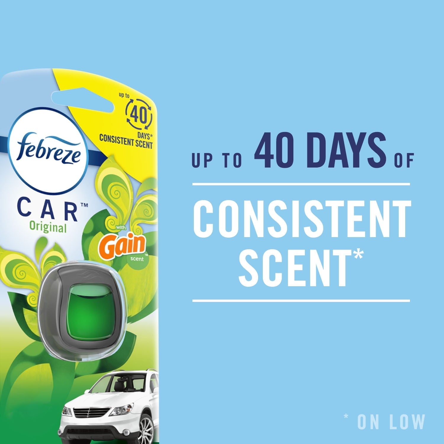 Febreze Car Air Freshener Vent Clip Heavy Duty Crisp Clean Scent, .06 oz. Car Vent Clip, 2 Count