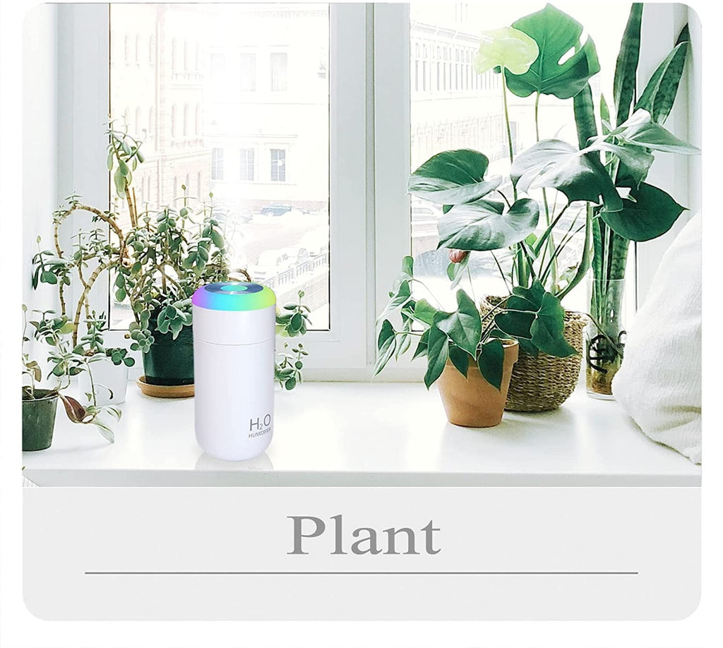 Small Humidifier, USB 350ml Mini Humidifier for Plants, Small Plant Humidifier with Night Light, USB Desk Humidifier for Baby, Plant Humidifier indoor, Small Humidifier (Cyan)