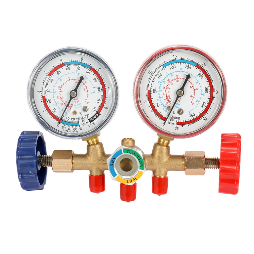 Tomshine Refrigerant Manifold Gauge Set Air Conditioning Tools with Hose and Hook for R12 R22 R404A R134A