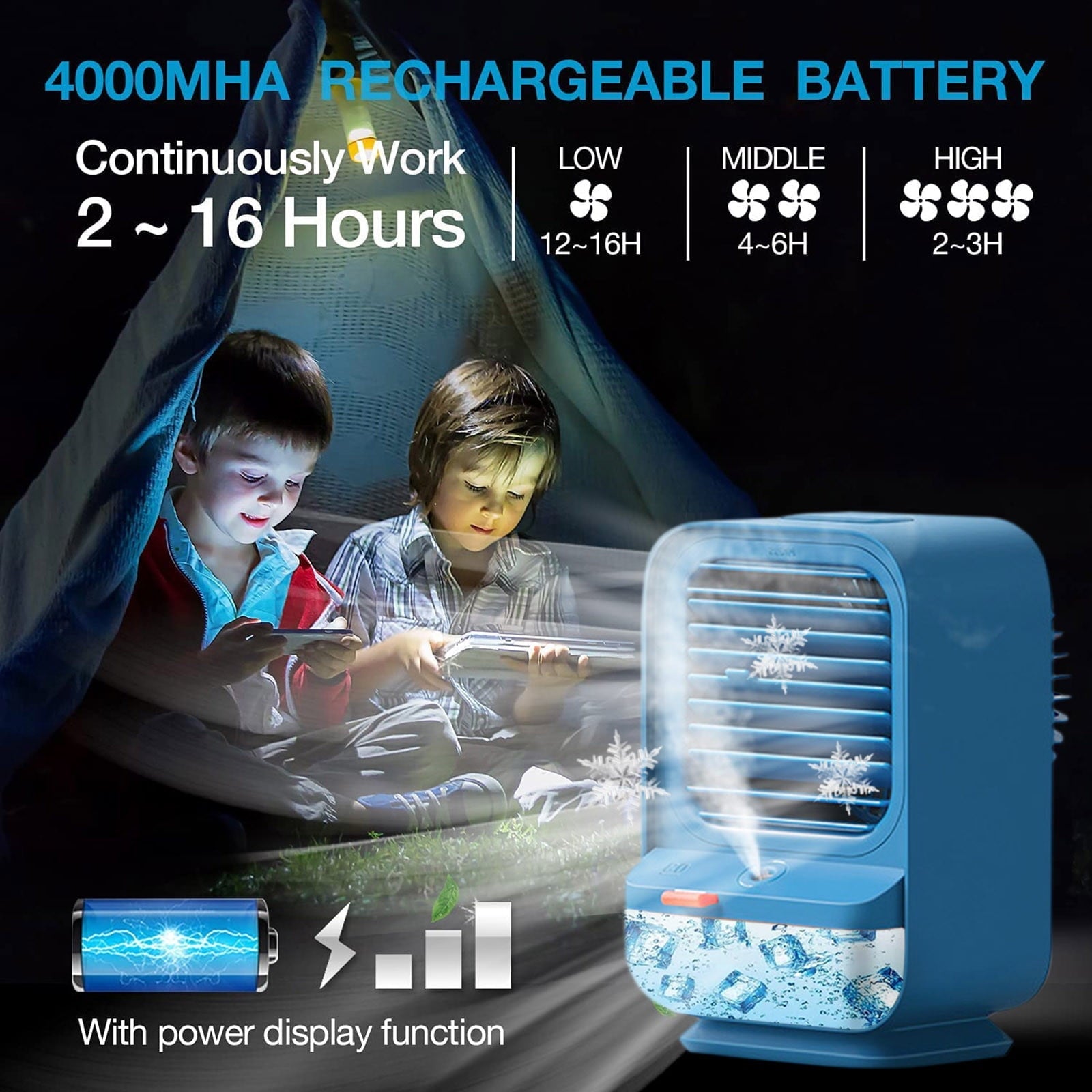 Quiet Oscillating Table Fan Air Conditioner Portable Evaporative Cooler Humidifier Mini Desktop Cooling Fan Tent Fan