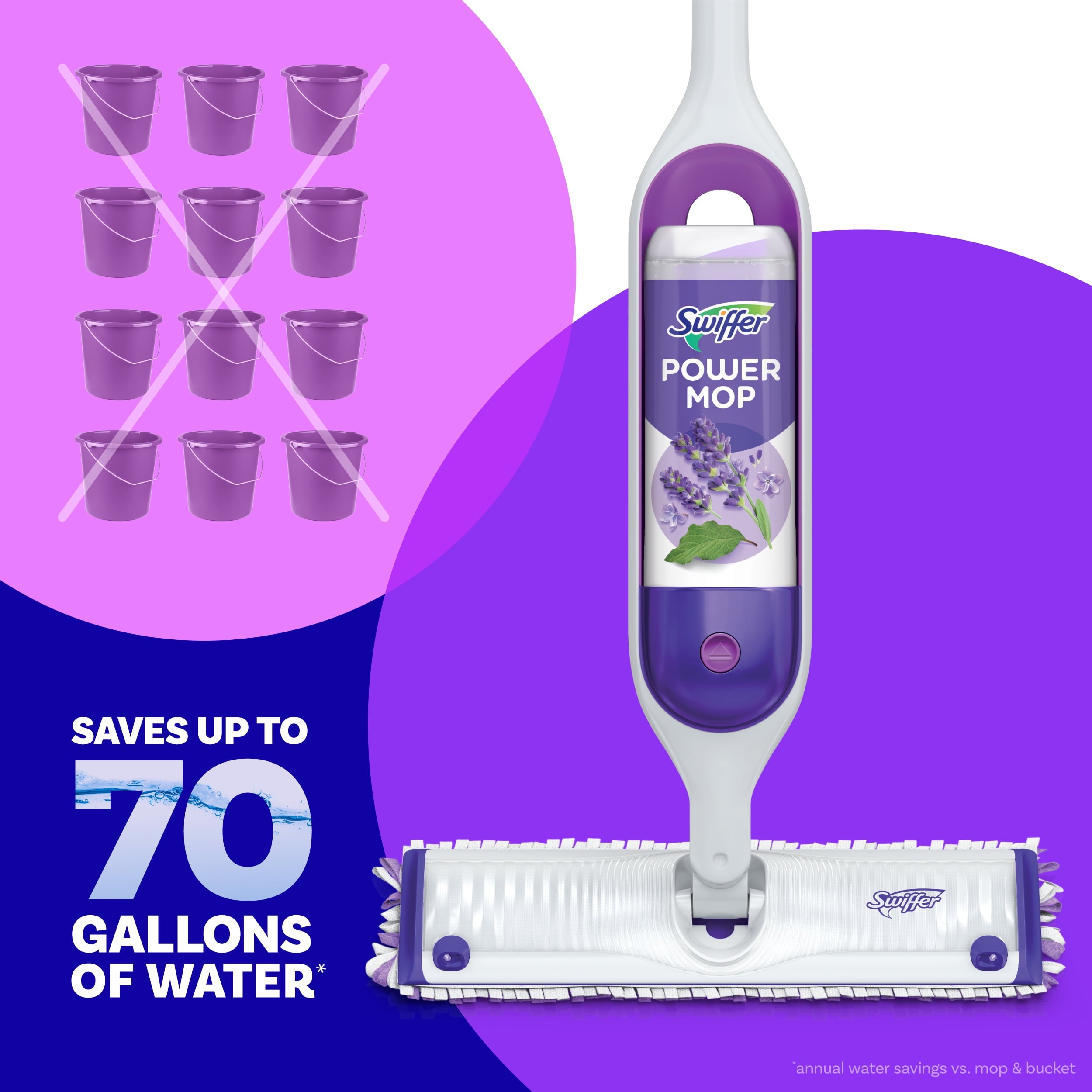 Swiffer PowerMop Liquid Floor Cleaner Solution, Lavender, 25.3 oz, 2 Pack
