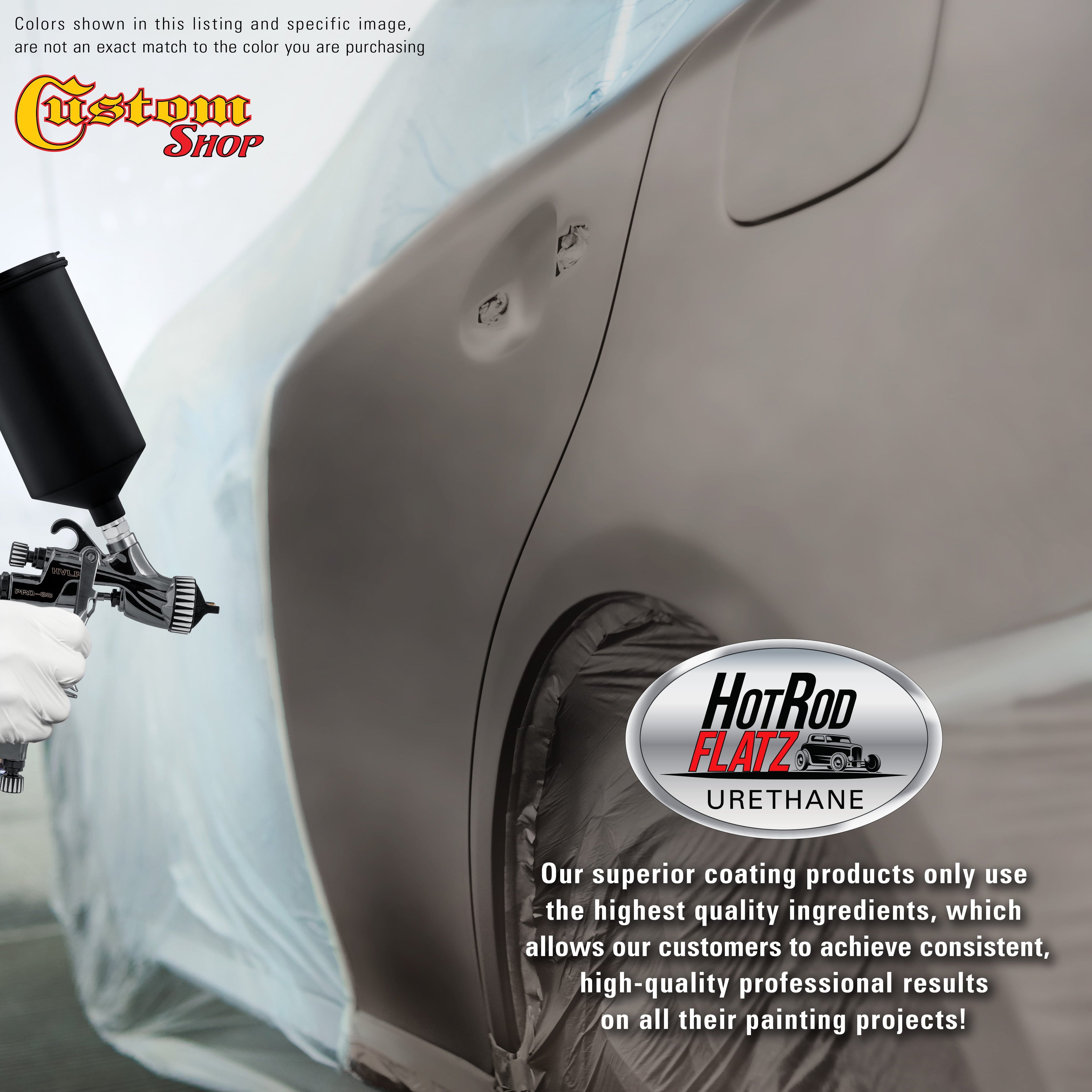Custom Shop - Graphite Gray Metallic - Hot Rod Flatz Flat Matte Satin Urethane Auto Paint - Complete Quart Paint Kit - Professional Low Sheen Automotive, Car Truck Coating, 4:1 Mix Ratio