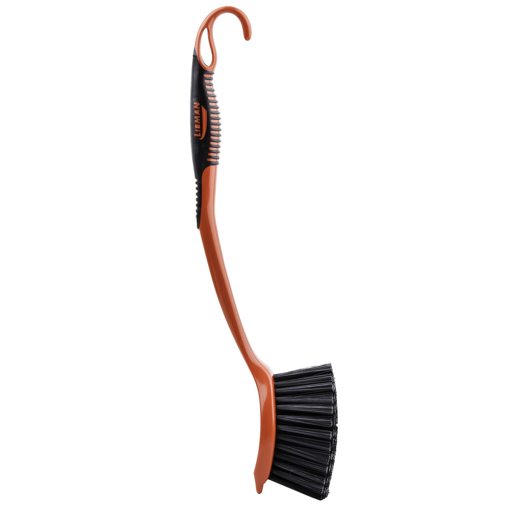 Libman Red All Purpose Scrub Brush with Scraper 13 in Long Handle and 2 in Recycled PET Fibers