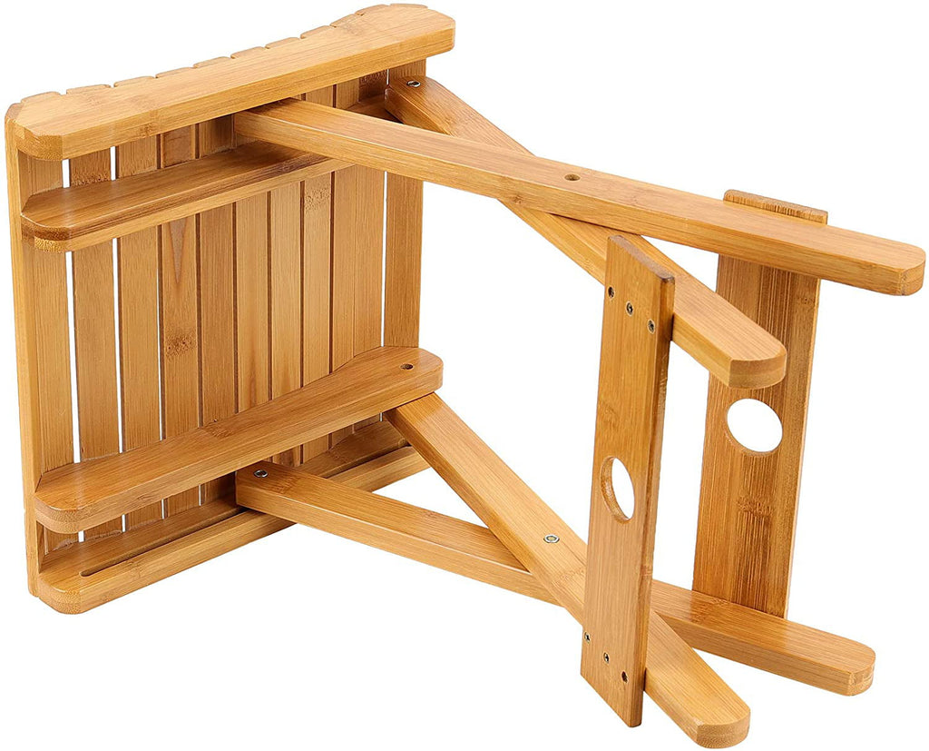 ZEONHAK 2 Pack 12 Inch Bamboo Folding Step Stool for Shower, Shaving and Foot Rest, Fishing, Fully Assembled