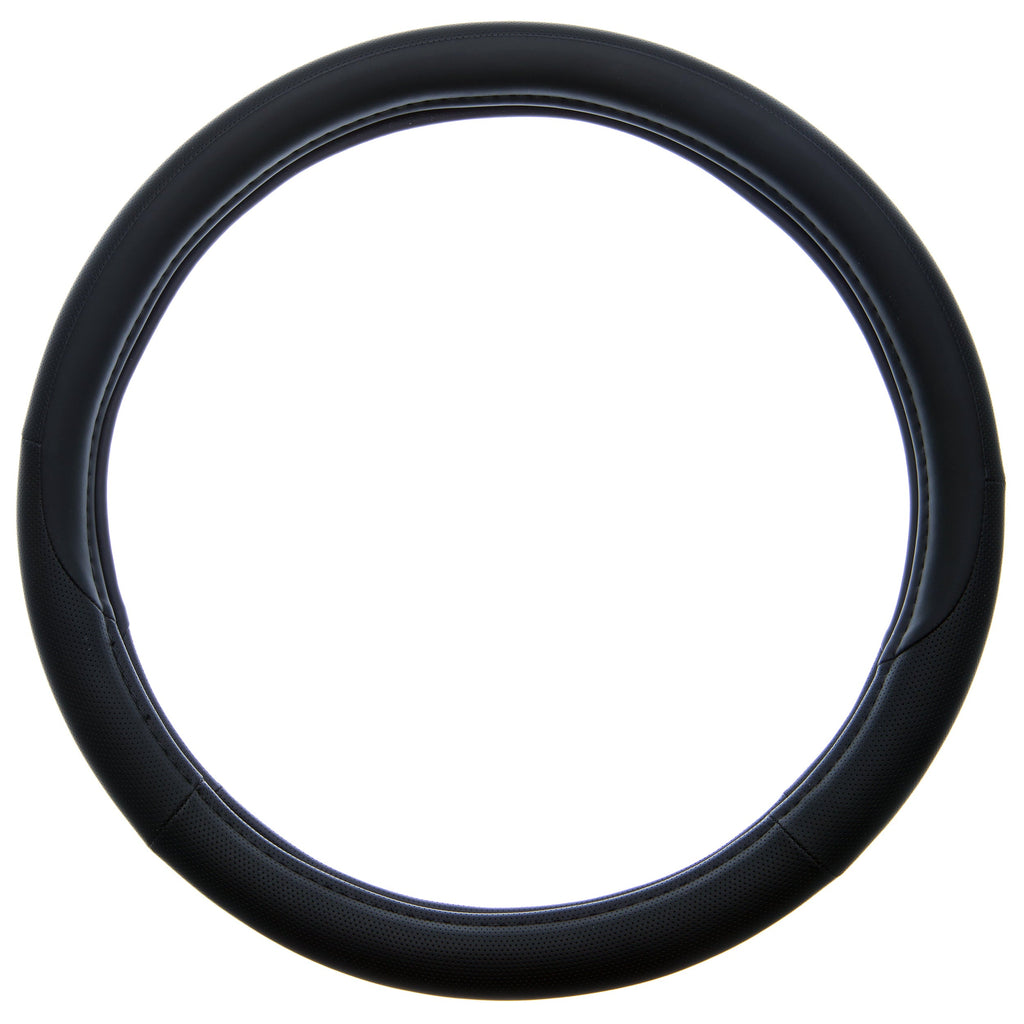 Custom Accessories Perforated Black Leatherette Steering Wheel Cover