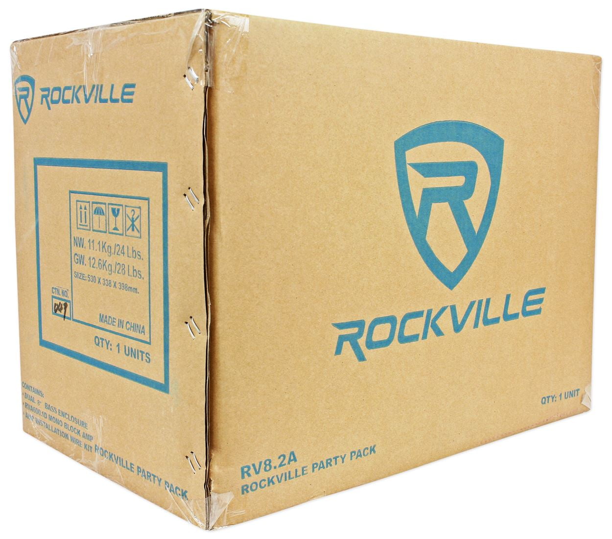 Rockville RV8.2A 800 Watt Dual 8" Car Subwoofer Enclosure+Mono Amplifier+Amp Kit
