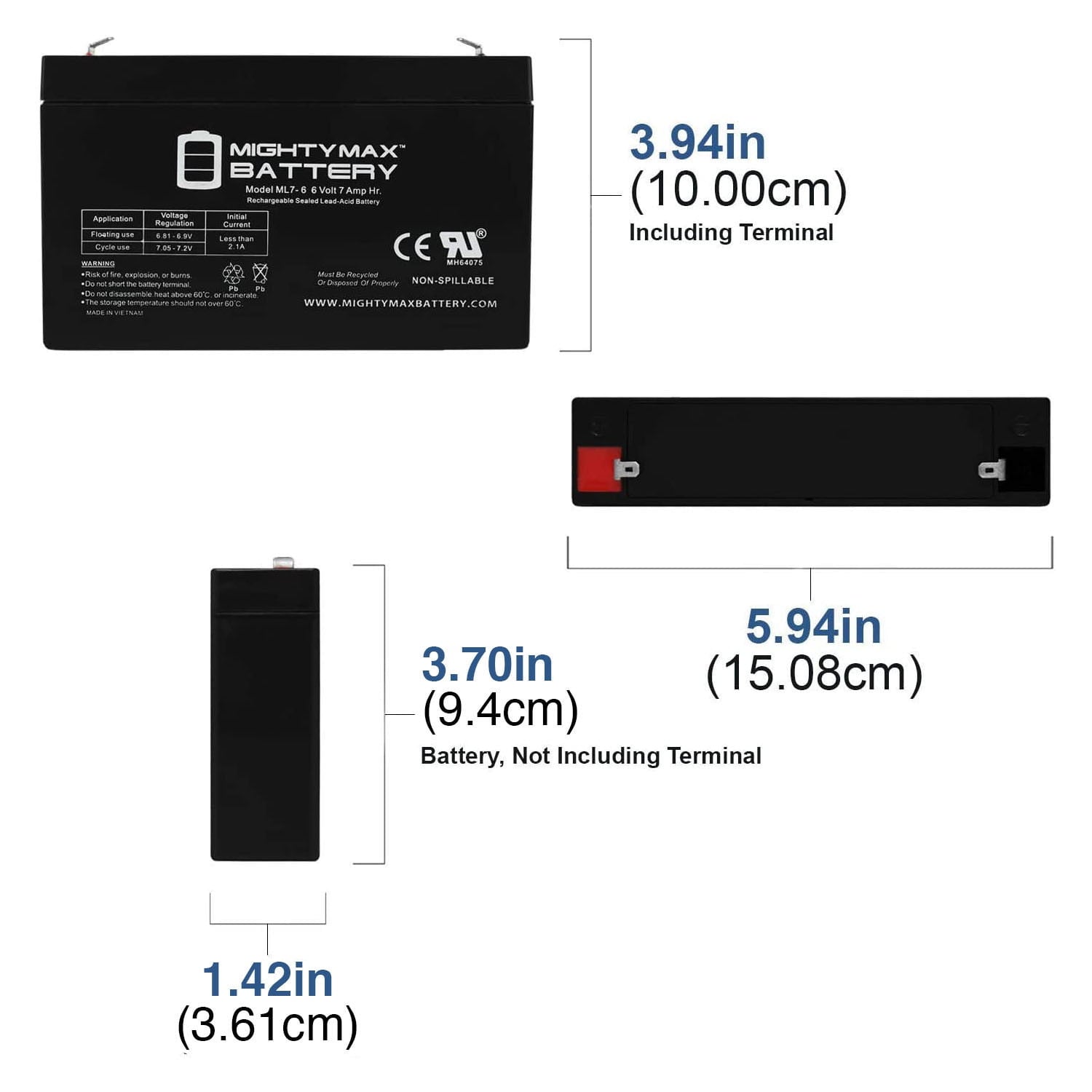 Ride On Replacement 6V 7AH Battery For Kids Ride On Power Car Wheels