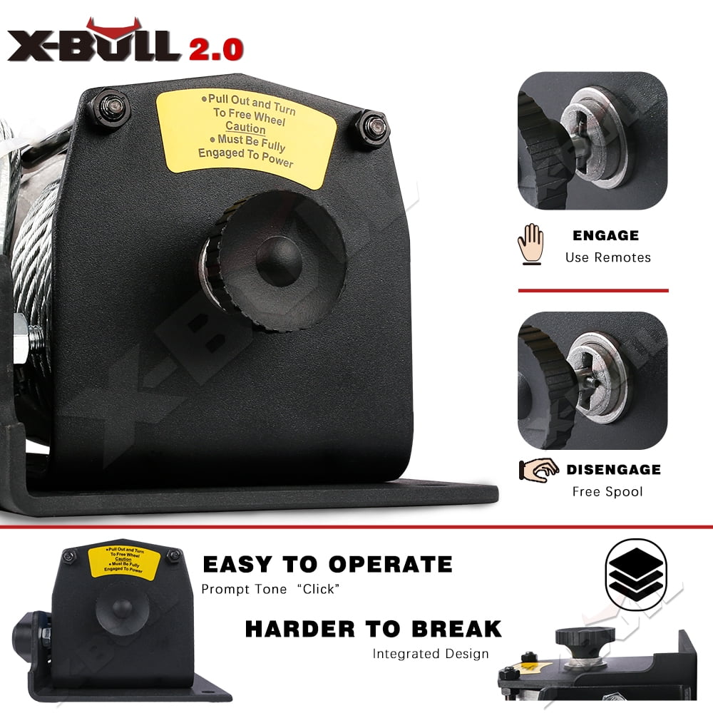 X-BULL Electric Winch 12V 3000LBS Steel Wire for Towing ATV/UTV Off Road with Mounting Bracket Wireless Remote