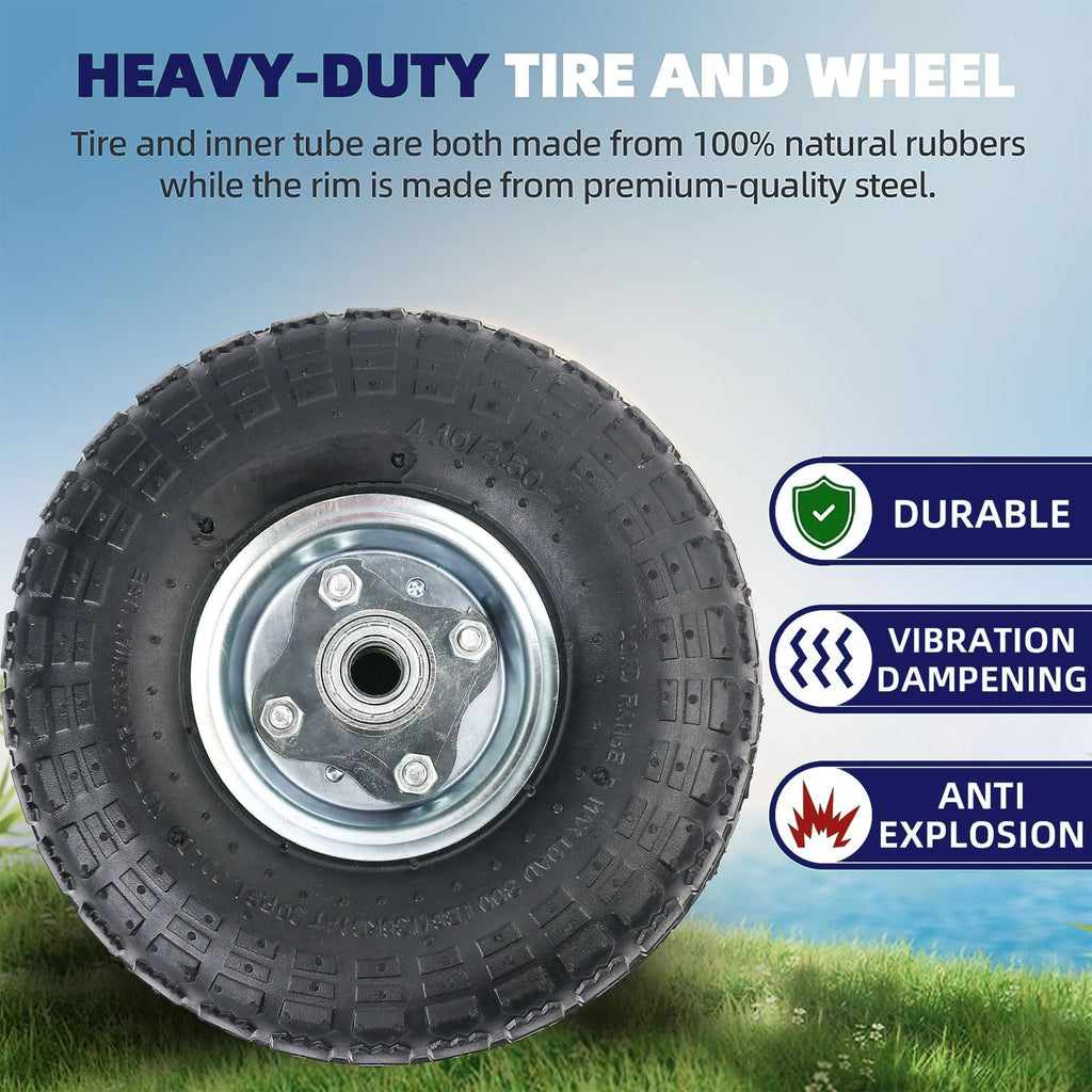 LotFancy 10 in Tire, 4.10/3.50-4 Solid Tyre Wheels Wear-Resistant Corrosion-Resistant for Hand Truck Gorilla Cart Garden Wagon Trolley Dolly Replacement Tire, 2 Pack