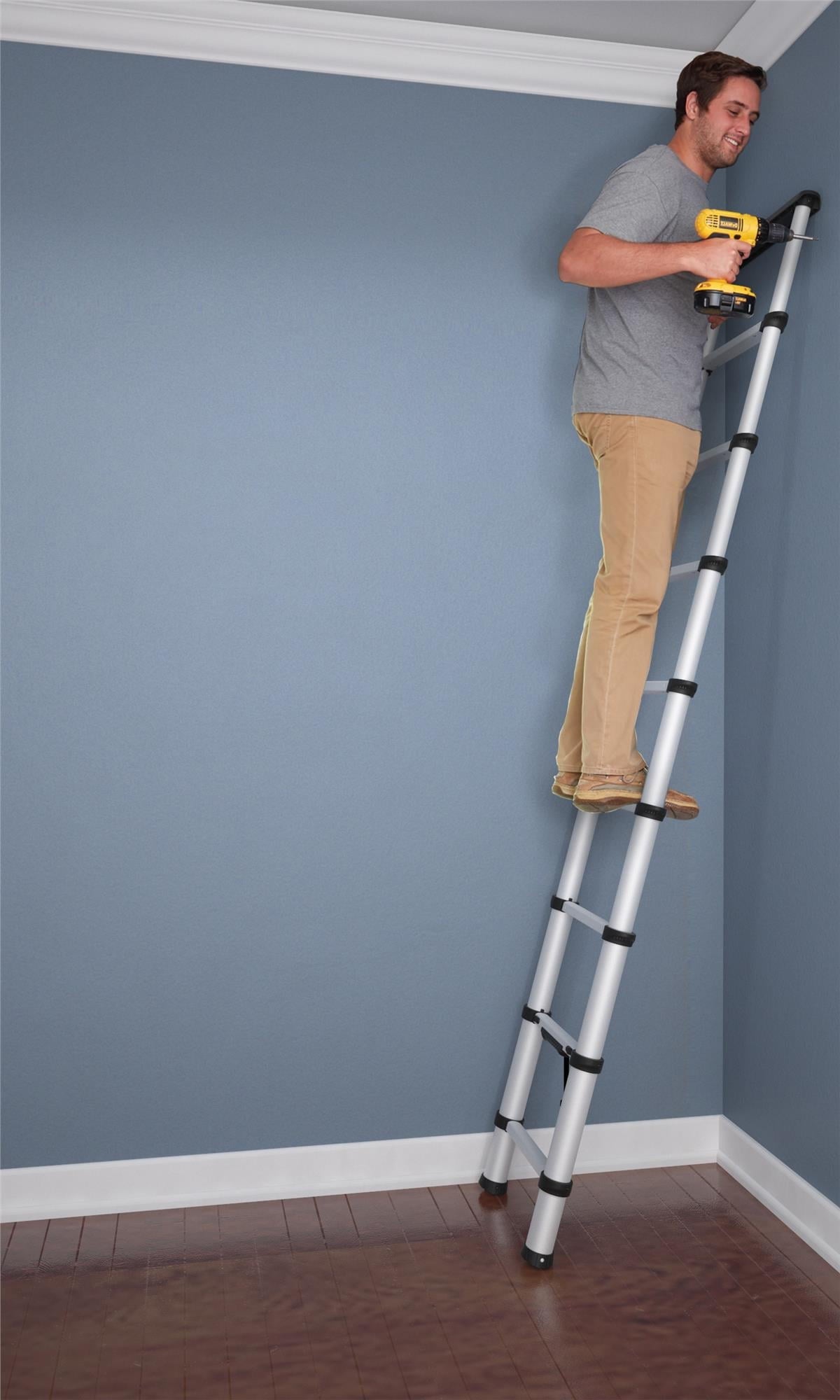 Cosco 8.5 Ft SmartClose Aluminum Telescoping Ladder with Tray Cap and Type 1A 300-Pound Capacity, 12 Ft Max Reach