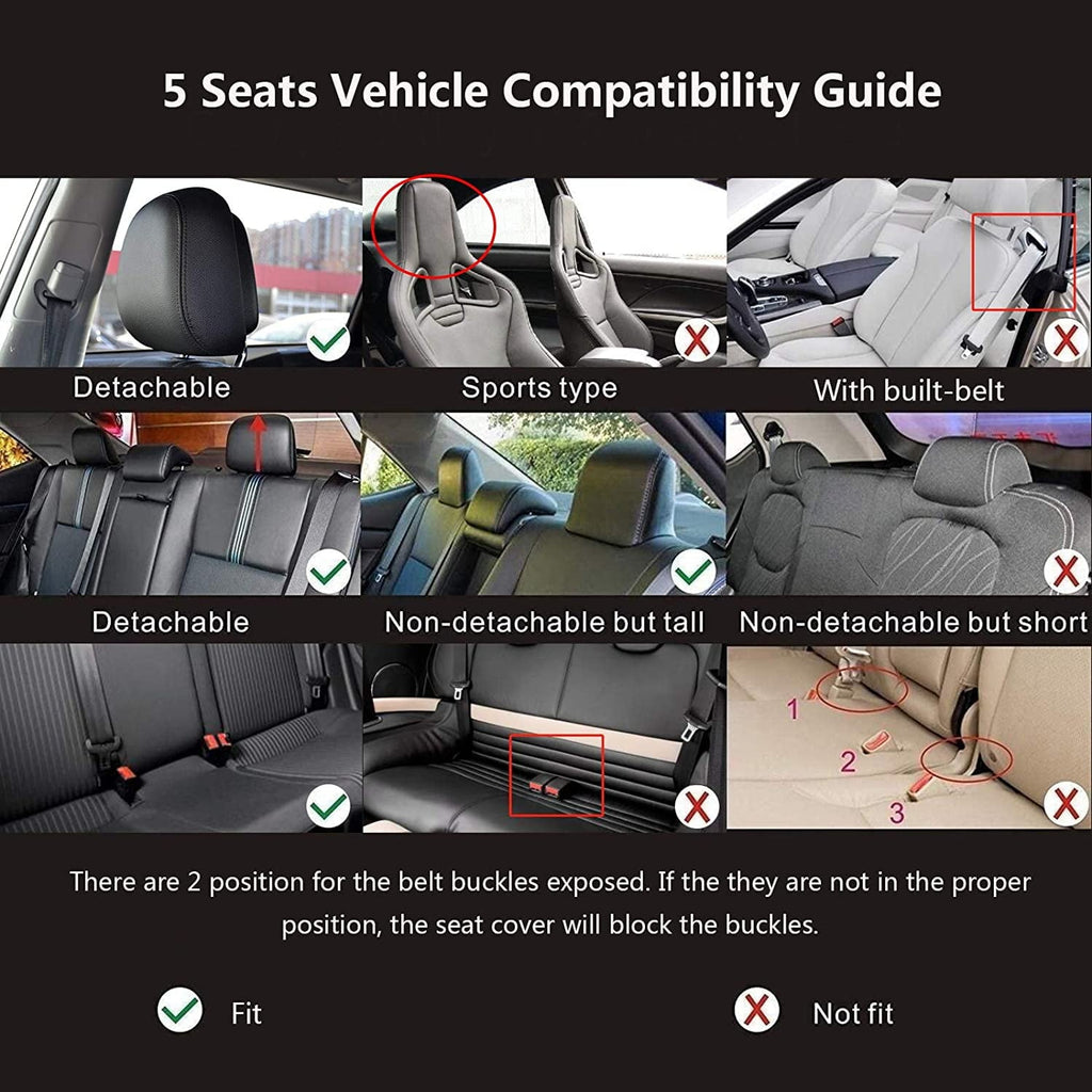 OTOEZ Luxury Auto Seat Cover Leather Front Full Set Car Seat Covers Protectors