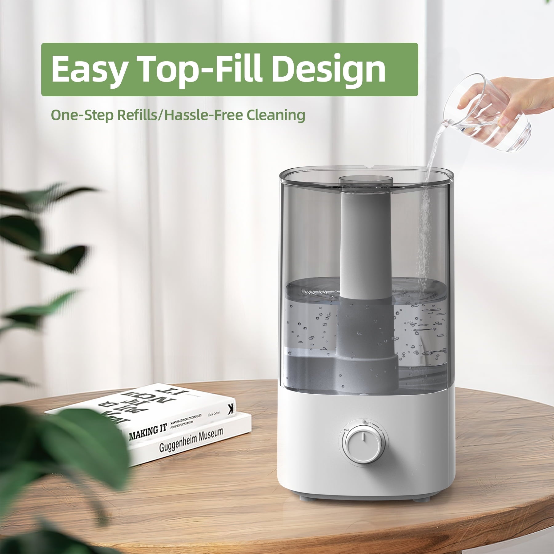 ALROCKET 4L Humidifiers for Bedroom, Cool Mist Humidfier for Home Large Room,Top fill,430 ft² ,White