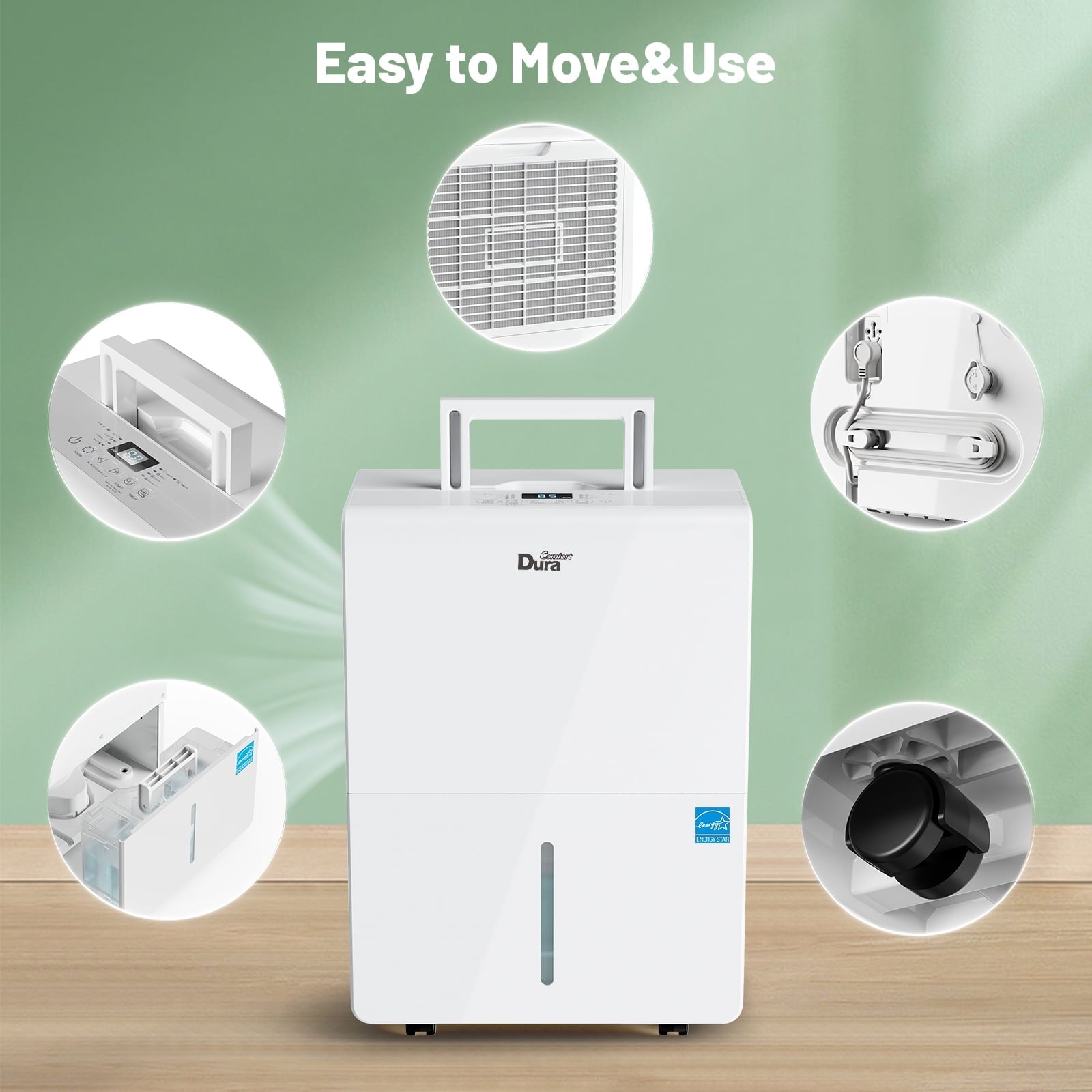 DuraComfort Dehumidifier for Basement Home with Pump,4500 Sq.ft 50 Pints Dehumidifier with Wi-Fi
