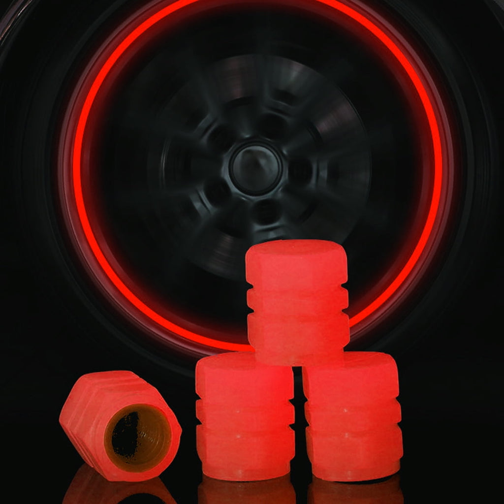 Glowing Tire Valve Stem Caps - Universal Tyre Valve Stem Caps with Light in Dark, Leakproof Seal (12pcs)