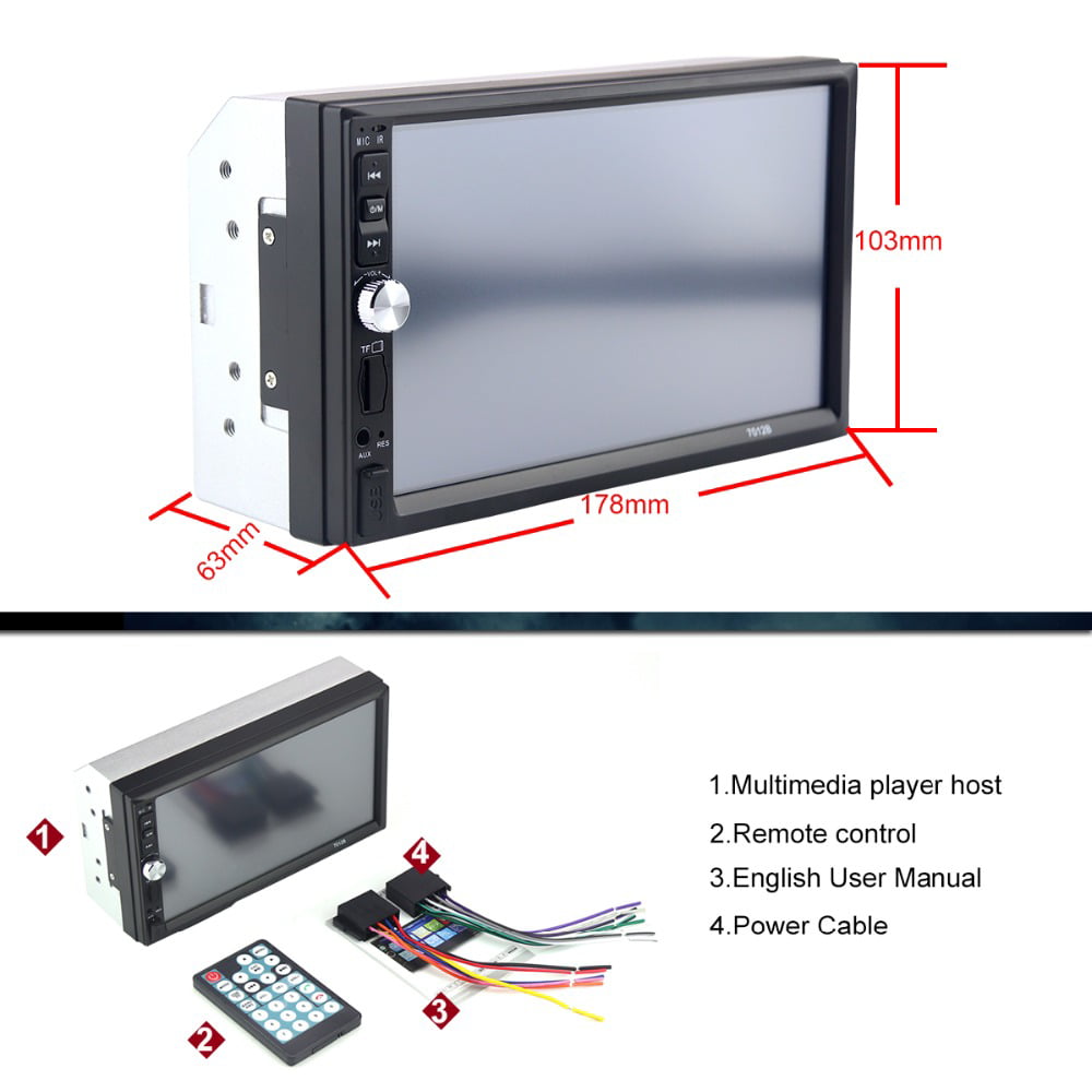 Polarlander Car Stereo Car Audio Double Din 7-inch HD Touch Screen Car radio Player with Multimedia SD USB FM AUX MP5/4/3 mirror link function Bluetooth with 4LED backup camera