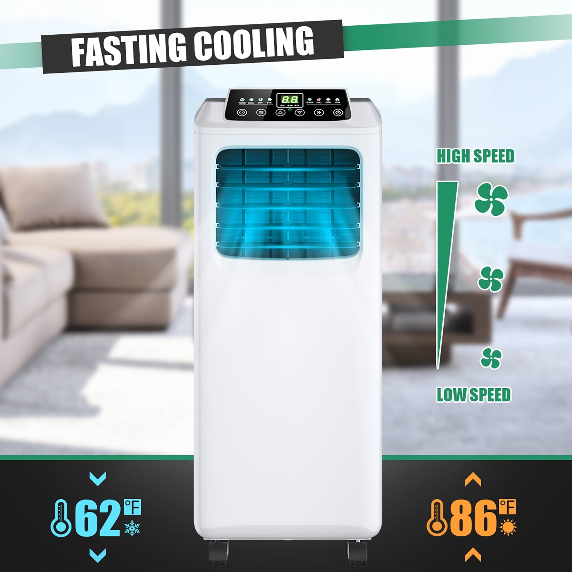 Costway 5500 BTU (9000 BTU ASHRAE) Portable Air Conditioner & Dehumidifier Function Remote w/ Window Kit