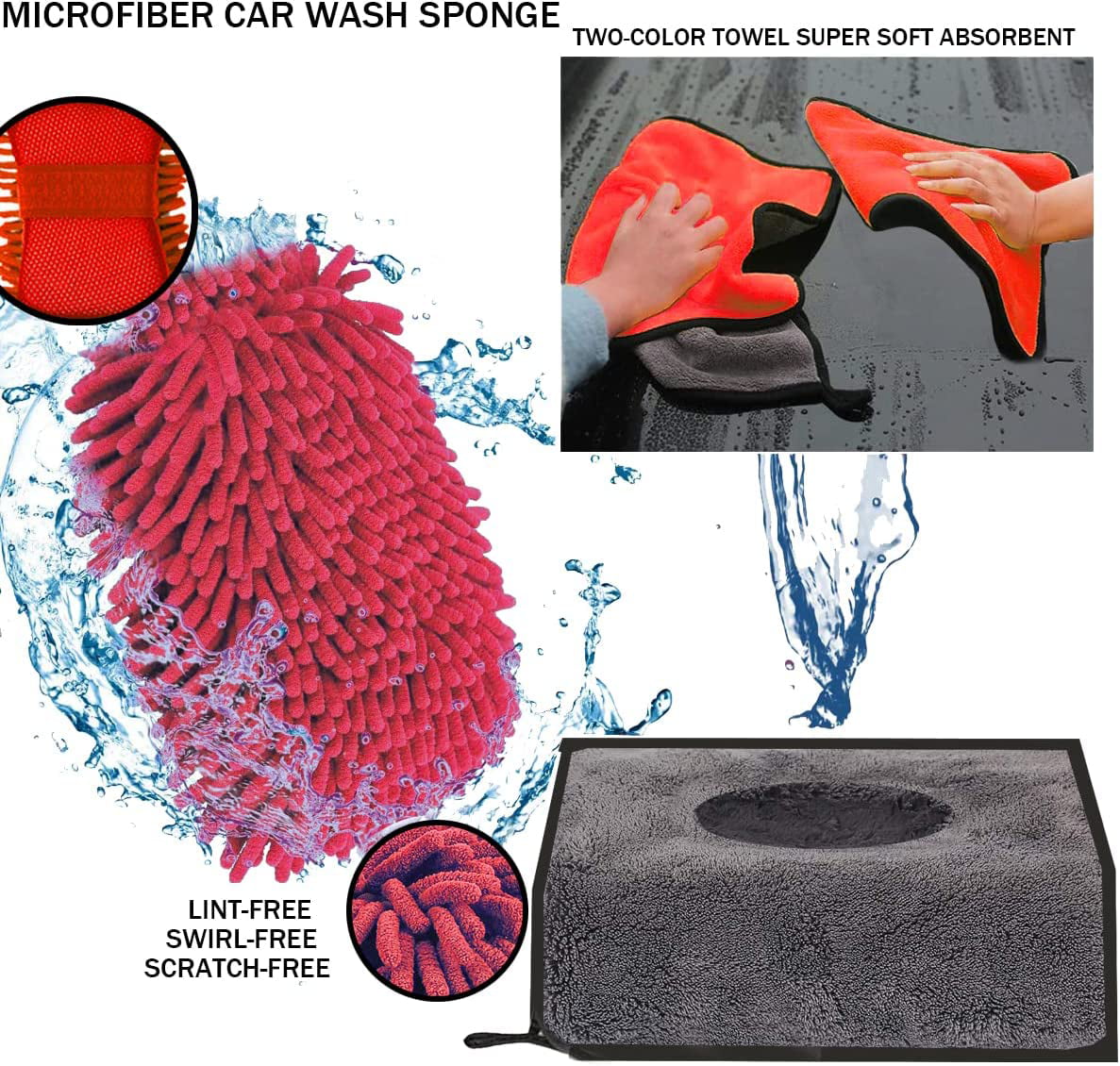 YILAIRIOU Car Interior Cleaning Kit - Car Cleaning Kit & Car Wash Kit-Car Wash Cleaning Tools Kit with Car Wash Brush Mop and Microfiber Towels