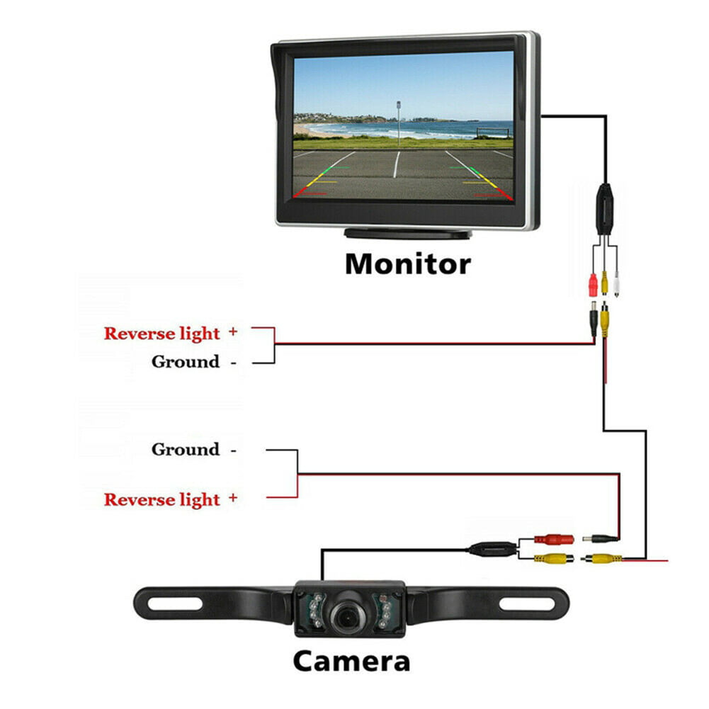 Car Backup Camera 5-inch Hd Monitor Wireless Transmitter Receiver Infrared Night Vision Rear View Parking System
