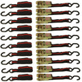 Set of 10 1" x 15' Ratchet Tie Down Straps Ratcheting Tow Straps ATV Motorcycle
