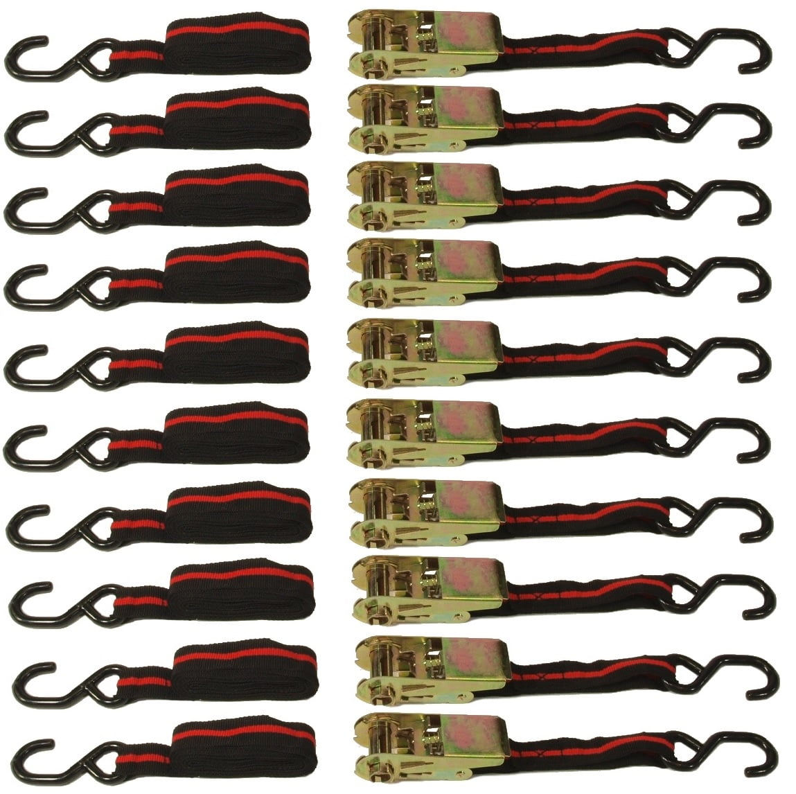 Set of 10 1" x 15' Ratchet Tie Down Straps Ratcheting Tow Straps ATV Motorcycle