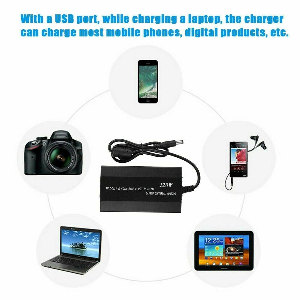 Mad Hornets 120W Car Home 34 Tips Power Supply Adapter Charger for Laptop Notebook US Plug Universal with Multiple Protection Function for Phones Digital Products