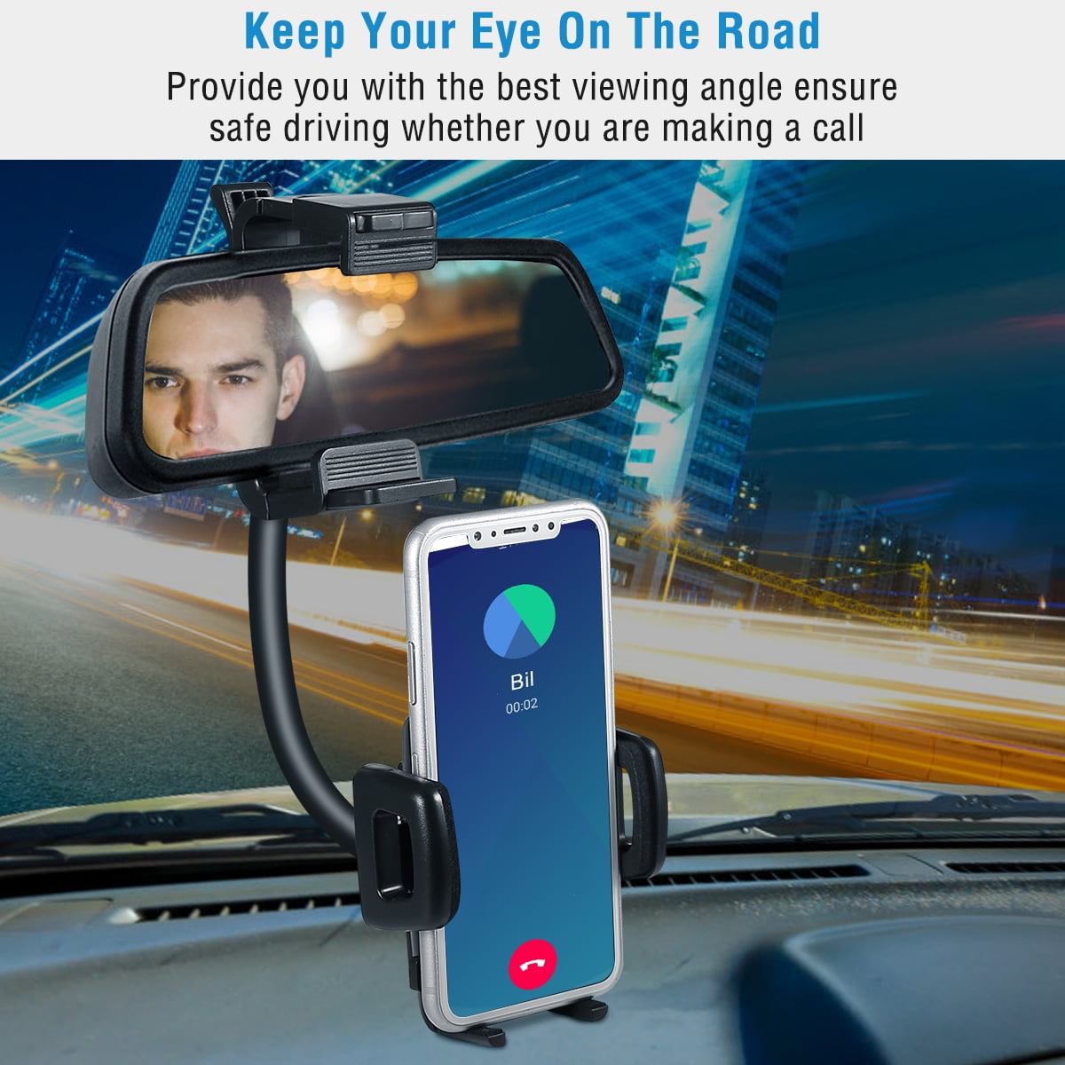 Car Rear View Mirror Phone Mount Holder, iMounTEK Universal 360° Rotation Phone Stand Cradle for iPhone Samsung GPS