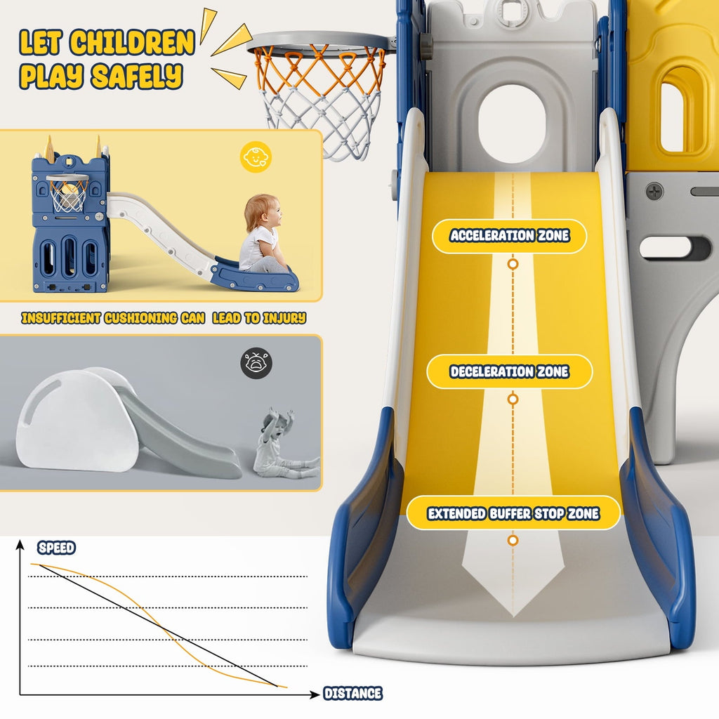 GIKPAL 7 in 1 Toddler Slide Set, Kids Slide for Toddlers Age 1+, Toddler Climber Slide Play Set With Basketball Hoop and Ball, Outdoor Indoor Playground for Toddlers 1-3