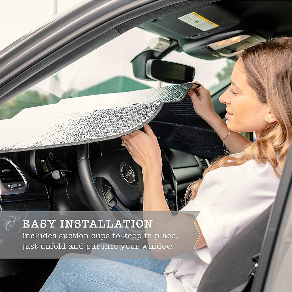 Silver Car Foldable Sun Shade - Zone Tech Accordion Metallic Reflective Car Sun Shade